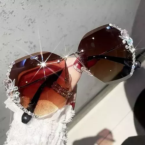 Lunettes de soleil diamant sans monture femme